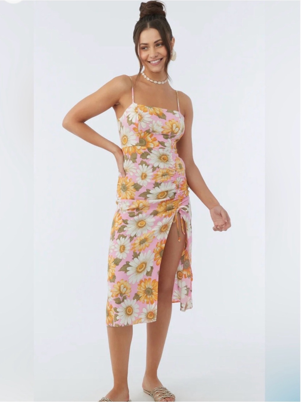 The O'Neill Tavia floral ruched midi dress